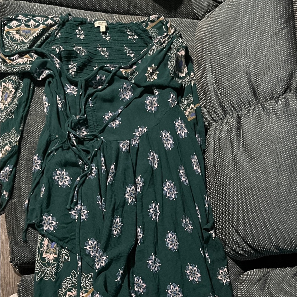 EARTHBOUND Green Floral Dress